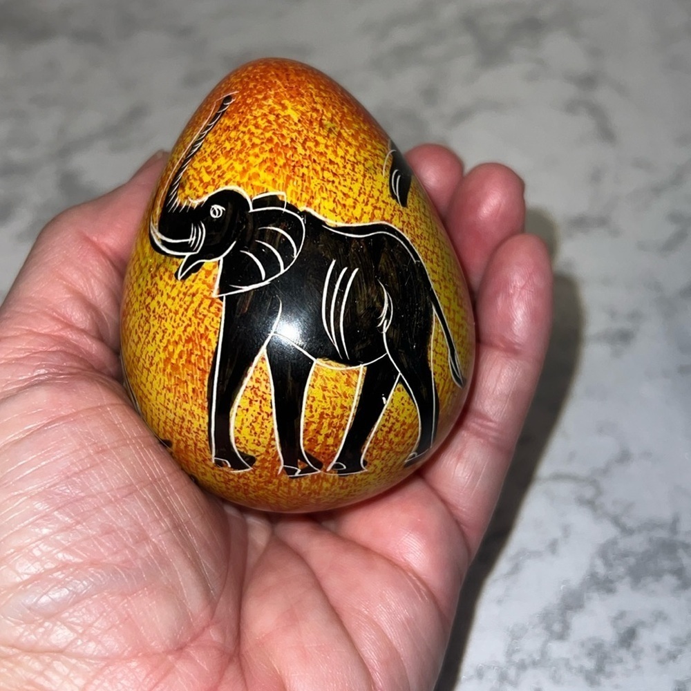 Painted Elephants and Tree Collectable Egg